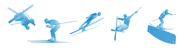 Дизайн Пользовательского Интерфейса Прыжков Лыжах Трамплина Синем Фоне Прыжки Трамплина — стоковый вектор