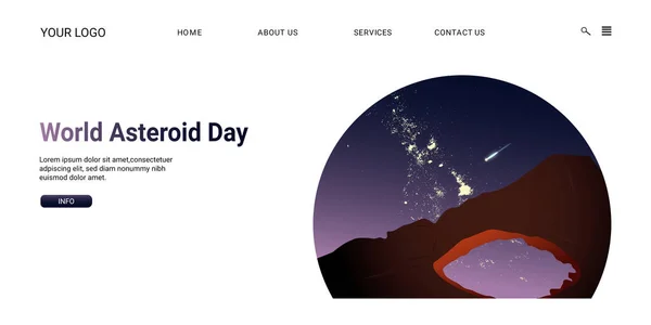 Diseño Del Día Mundial Del Asteroide — Vector de stock