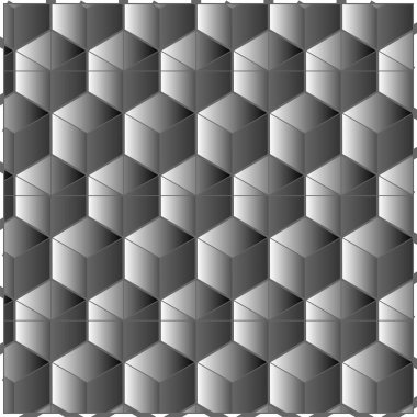 Basit desenli geometrik 3d süsleme gri monokrom gradyan rengi