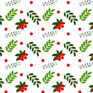 Botanic summer seamless pattern with red berry.