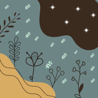 Botanik matbaası. Çiçek desenli bohem sanat eserleri, vektör