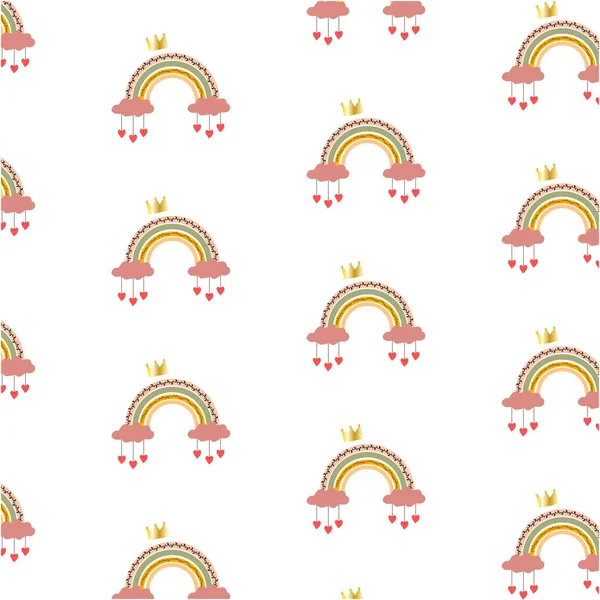 虹と子供のシームレスパターン — ストックベクタ