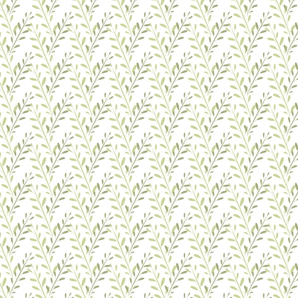 Бесшовный Узор Растениями Цветами Ягодами Зелеными Листьями Белом Фоне Ботаническое — стоковый вектор