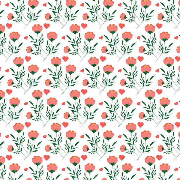 Seamless Pattern Flowers Blooming Garden Vector Illustration White Background — ストックベクタ