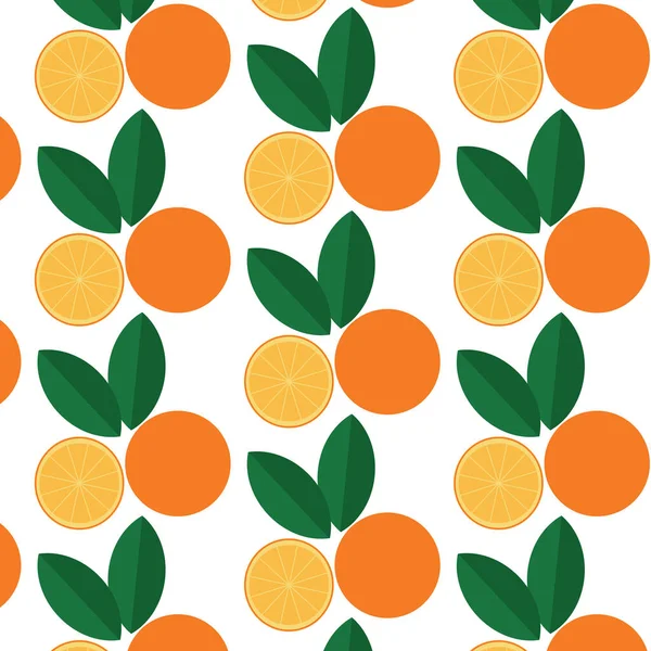 Bezešvé Oranžové Vzory Tropickými Plody Listy Květiny Pozadí Ručně Vykreslené — Stockový vektor