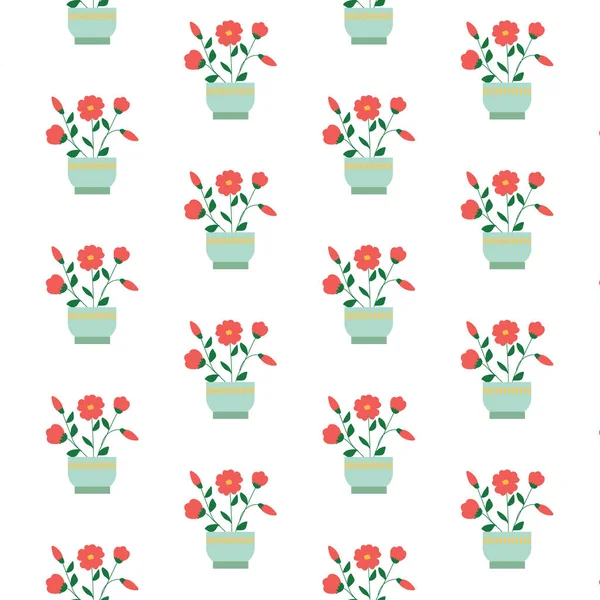 Colorful Cute Seamless Pattern Pastel Colored Flowerpots Flowers Pots Potted — ストックベクタ