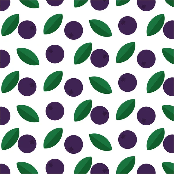 Seamless Pattern Blueberry White Background Natural Fresh Ripe Tasty Blueberries — Stock vektor