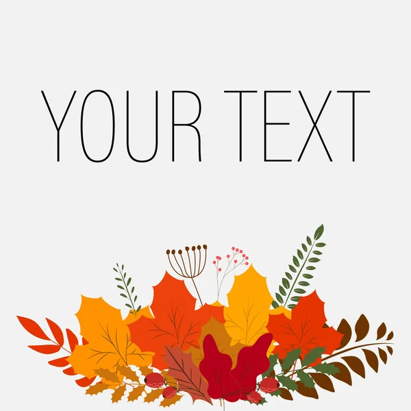Sonbahar yaprak poster. Akçaağaç, Eylül yeşillik metin sonbahar sonbahar doğa sezon tebrik kartı veya banner tasarımı ile kare çerçeve yerleştirilen kestane, meşe ve Huş ağacının turuncu yaprakların.