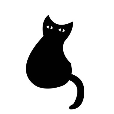 Beyaz arka planda siyah kedi