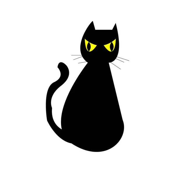 Black Cat White Background — Stock Vector