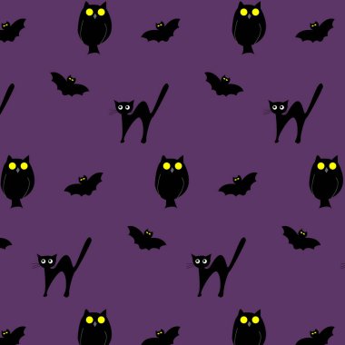 Kızlar ve oğlanlar için soyut, pürüzsüz bir model. Cadılar bayramında cadıyla yaratıcı vektör geçmişi. Tekstil ve kumaş için komik duvar kağıtları. Moda tarzı. Çocuklar için renkli parlak resim.