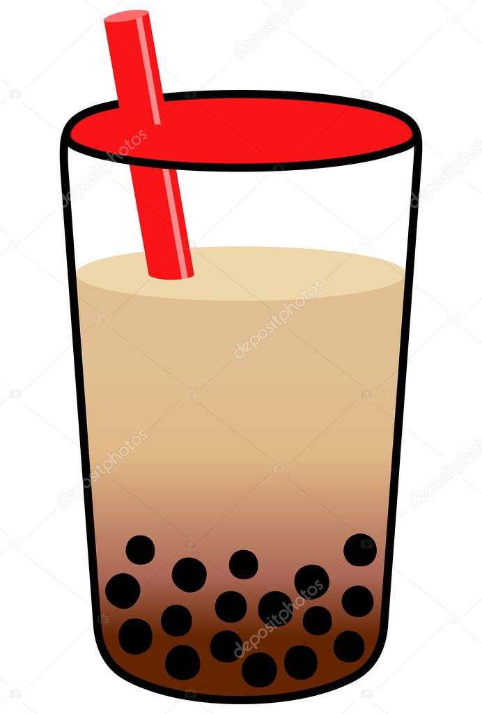 color illustration of bubble tea.  Illustration of tapioca drink that can be used in all situations such as online and advertisement .