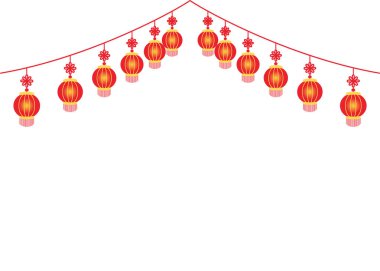 Illustration of multiple hanging lanterns.  Illustration of a lantern decoration hung from above. There is a margin to make it easier to insert characters. 
