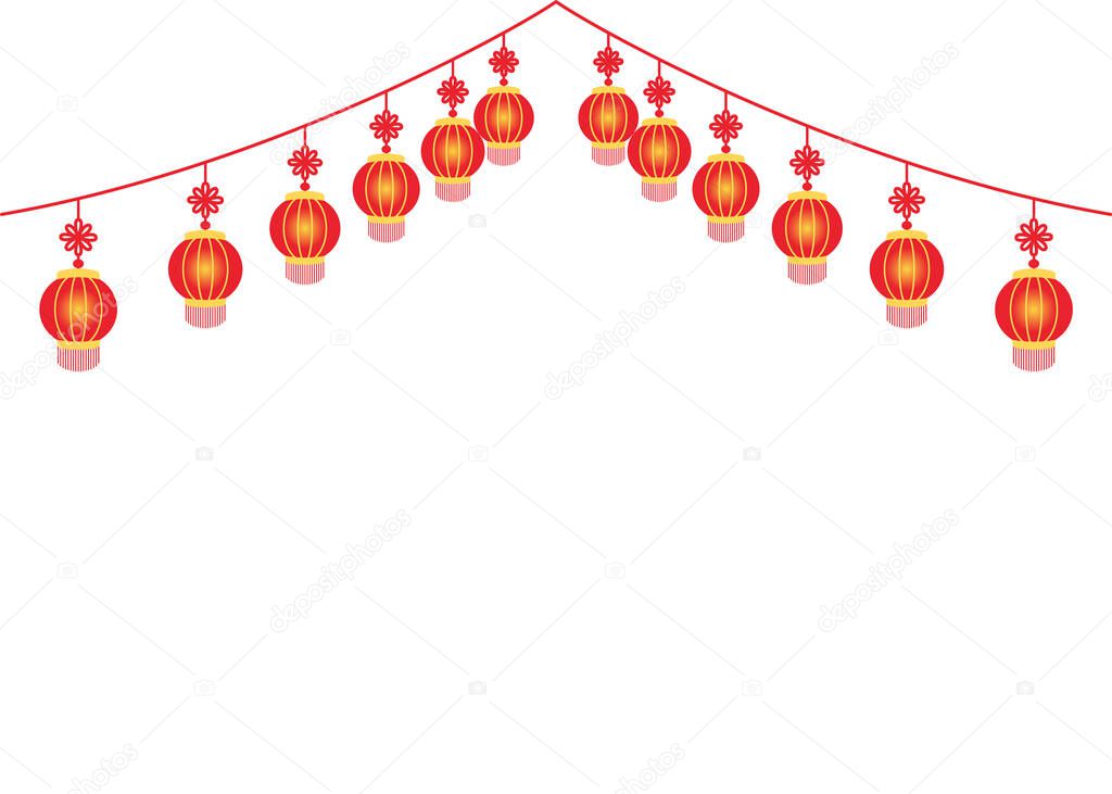 Illustration of multiple hanging lanterns.  Illustration of a lantern decoration hung from above. There is a margin to make it easier to insert characters. 