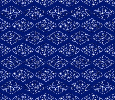 Geleneksel Çin tarzı bulut deseni çizimi. Geleneksel bulut deseni tasviri. Çin ve Tayvan gibi geleneksel bir doğu kültürü örneğidir. Tasarım arka planı olarak kullanılabilir.