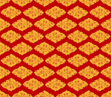 Çin usulü geleneksel bulut deseni çizimi. Geleneksel bulut deseni tasviri. Çin ve Tayvan gibi geleneksel bir doğu kültürü örneğidir. Tasarım arka planı olarak kullanılabilir. 