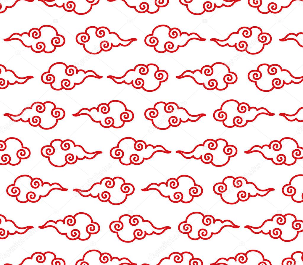 Chinese style traditional cloud pattern.   A simple illustration of a traditional Chinese-style cloud can be used as a design background. 