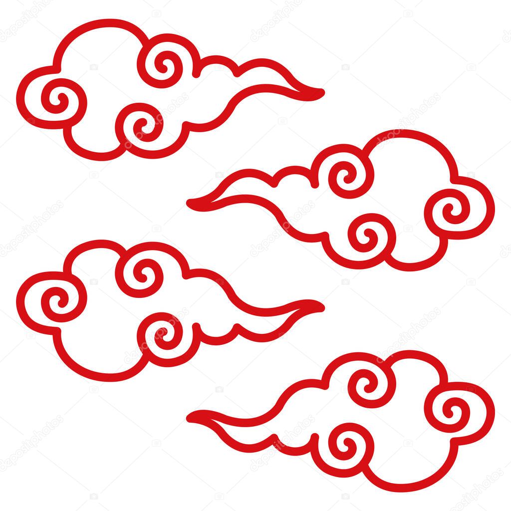 Chinese style traditional cloud pattern.  It can be used as a design icon with a simple illustration of a cloud with a traditional Chinese style pattern. 