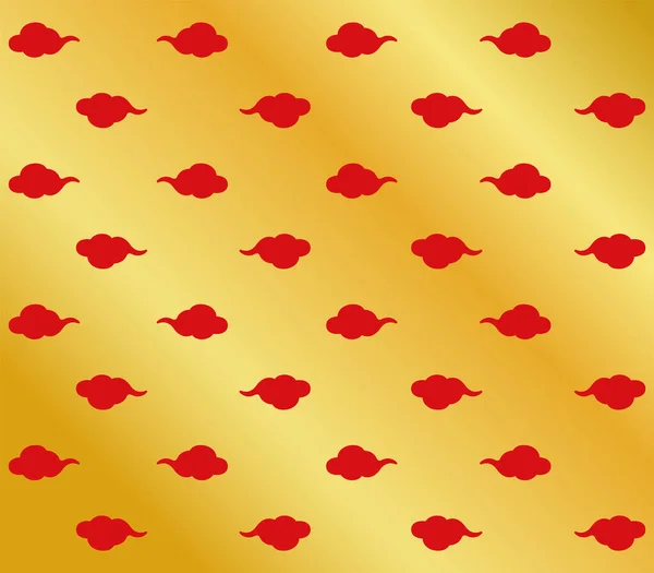 Illustratie Van Een Wolkenpatroon Rood Getekend Een Gouden Achtergrond Een — Stockfoto