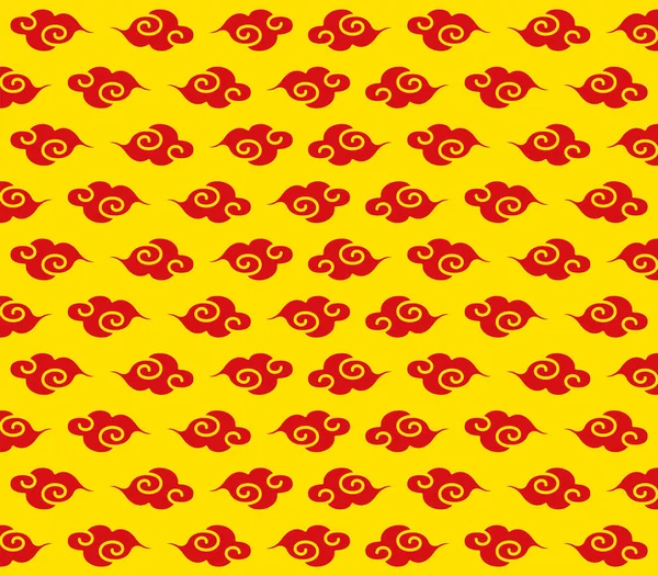 黄色背景上红色的传统中式云彩图案图解 — 图库照片