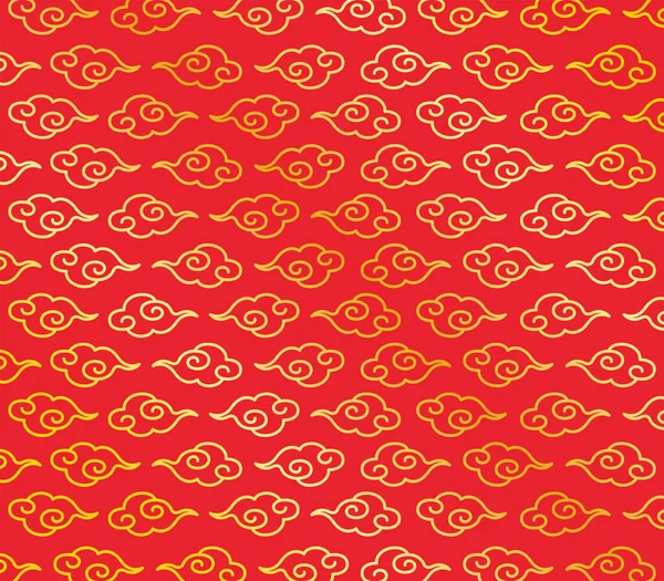 红色背景下的金黄色传统中国风格的云彩图解 — 图库照片