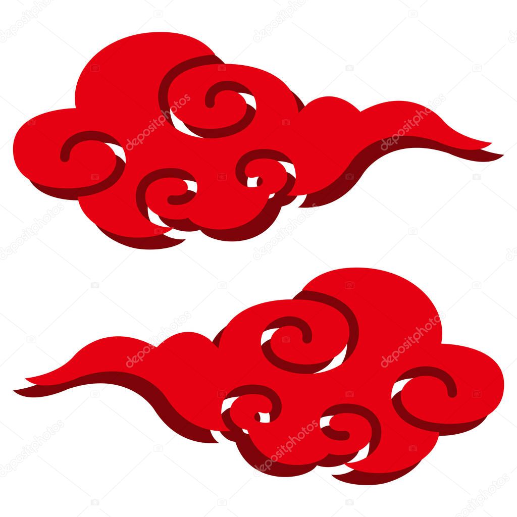 Chinese style traditional pattern cloud illustration.It is an illustration of a set of clouds that can be used as an icon or symbol. 