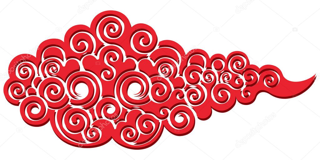 Chinese style traditional cloud pattern illustration. A Chinese-style decorative cloud illustration that can be used as an icon or symbol. 