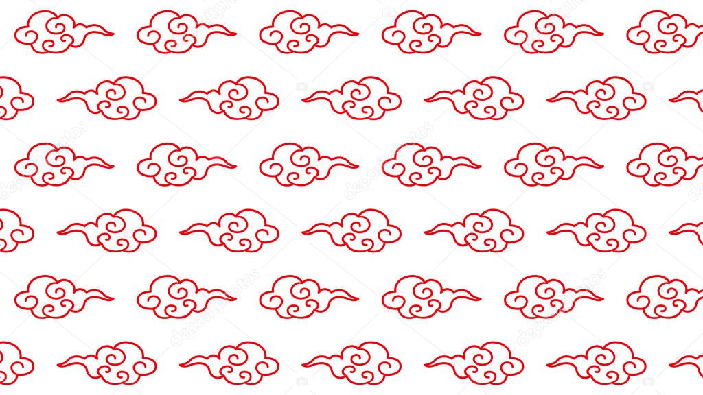 Cloud pattern illustration of traditional Chinese style pattern.A simple line drawing cloud pattern illustration that can be used as a design background.