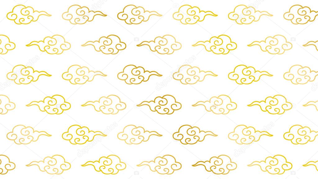 Cloud pattern illustration of traditional Chinese style pattern.A simple line drawing cloud pattern illustration that can be used as a background for your design.