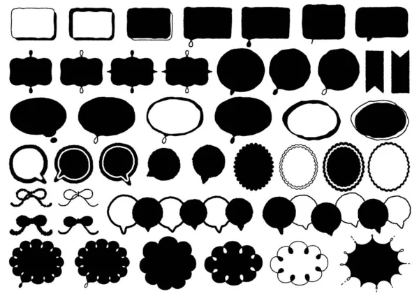 Set Black White Illustrations Simple Hand Drawn Speech Bubbles Set — Stockfoto