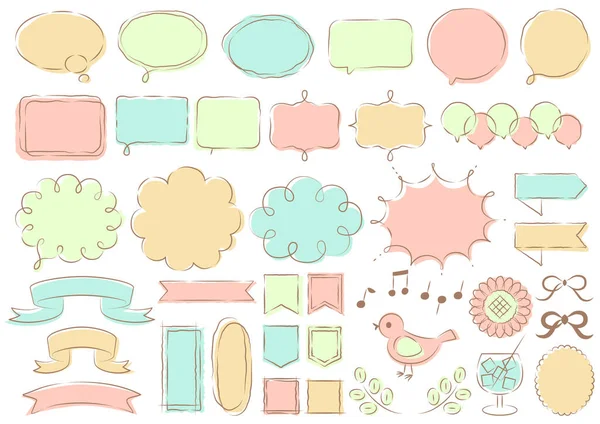 Illustration Cute Hand Drawn Speech Bubble Icon Set Colorful Illustrations — Zdjęcie stockowe