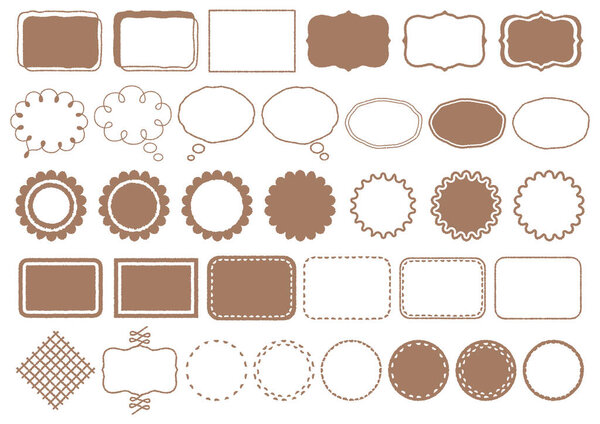  It is a set of illustrations of a simple brown decorative frame.  A set of balloons and decorative frames, it is an illustration that can be used for designing the web and paper media.