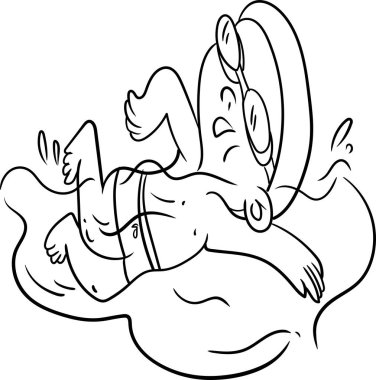 Çocuklar için boyama kitapları. Spor Serisi. Küçük çocuk yüzme yarışmasına katılıyor.