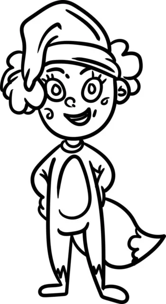 Coloring book for kids. Christmas edition. Little boys and girls are wearing costumes at the Christmas party