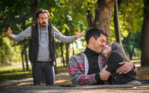 Ehebruch Und Untreue Geschockt Und Überrascht Eifersüchtigen Freund Problem Mit — Stockfoto