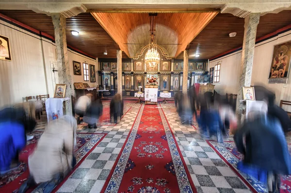 Sacerdote Religioso Durante Servizio Chiesa Cerimonia Spirituale Religione Autentica Santa — Foto Stock