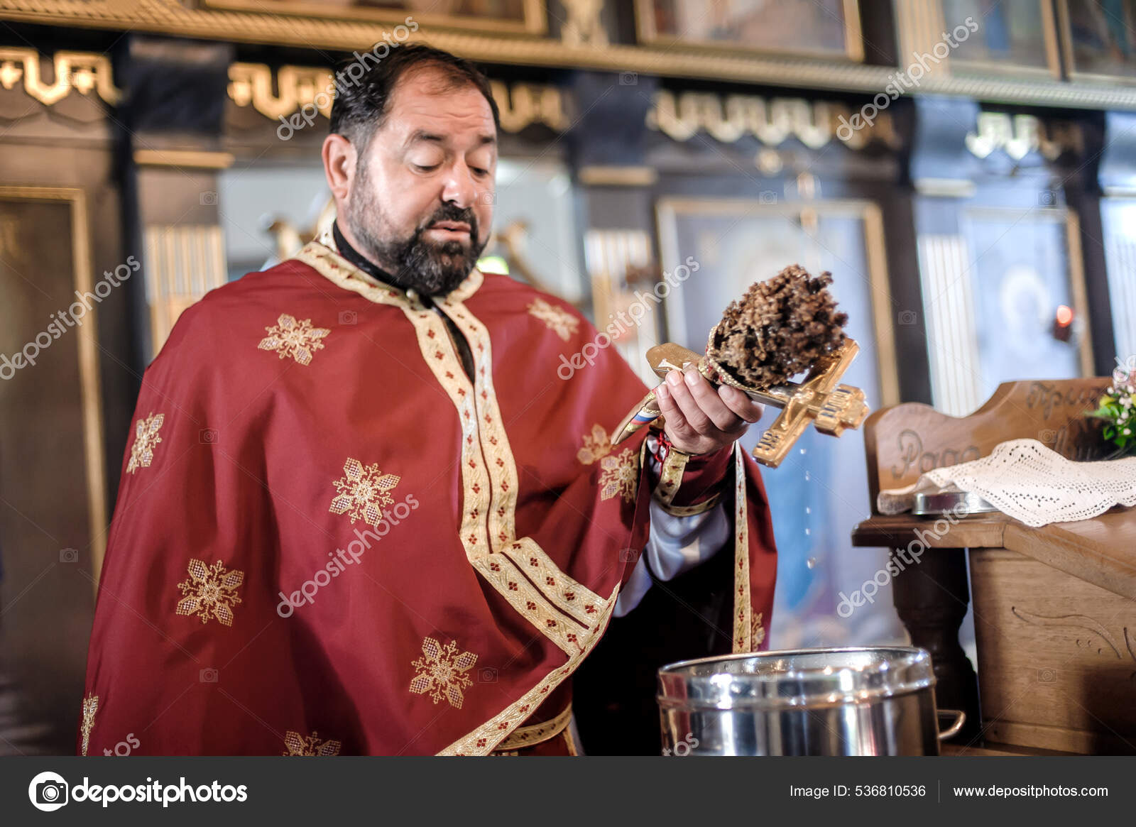 Holy Water Consecration Orthodox Church Religious Priest Church Service