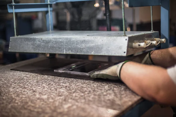 Professional Worker Machinist Engineer Technician Operating Automatic Heater Stove Heating — Fotografia de Stock