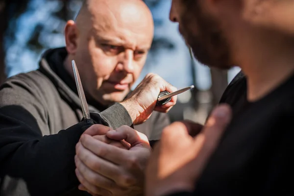 Битва Ножа Проти Ножа Капап Інструктори Демонструють Метод Тренування Сомбради — стокове фото