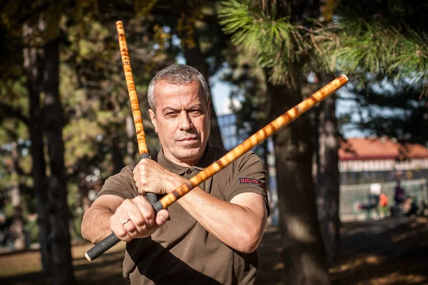 Lameco Astig Combatives instructor demonstrates stick fighting t