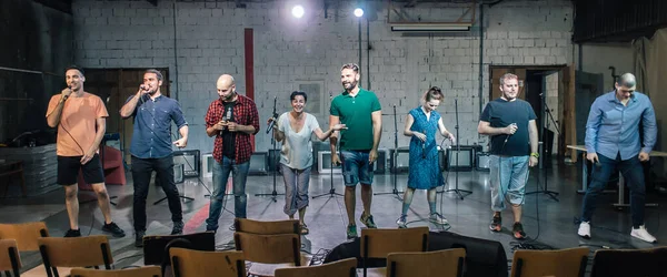 Repetitie Het Theater Acteurs Die Zich Voorbereiden Een Rol Tijdens — Stockfoto