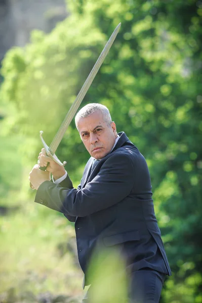 Retrato Homem Negócios Bonito Modelo Homem Terno Casual Moderno Com — Fotografia de Stock