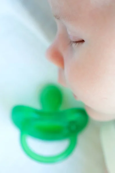 Close Detail View Cute Little Peaceful Baby Calm Sleeps Soundly — Fotografia de Stock