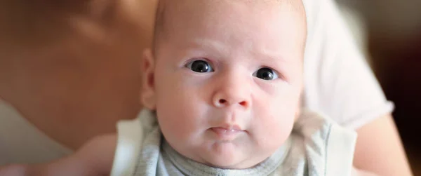 Close Detail Portrait Cute Little Peaceful Newborn Baby Boy Child — Stock Photo, Image