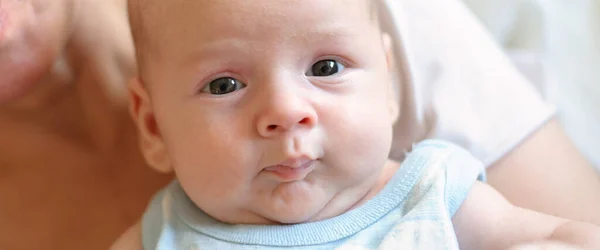 Close Detail Portrait Cute Little Peaceful Newborn Baby Boy Child — Stock Photo, Image