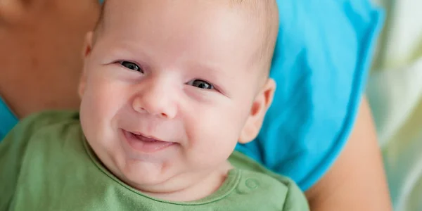 Close Detail Portrait Cute Little Peaceful Smiling Baby Boy Face — 스톡 사진