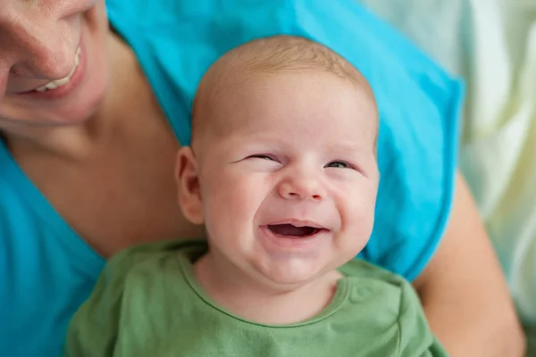 Close Detail Portrait Cute Little Peaceful Smiling Baby Boy Face — Stock Photo, Image