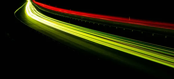 Night Road Lights Lights Moving Cars Night Long Exposure Red — Stock Photo, Image