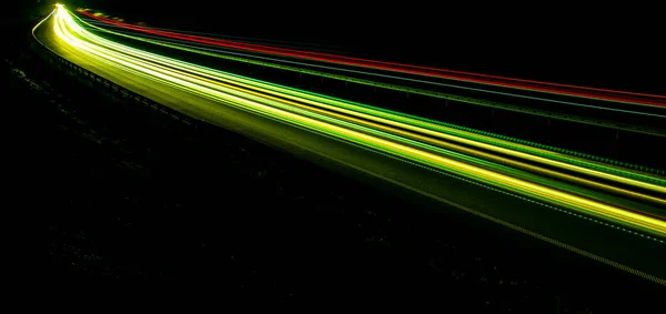 Νυχτερινά Φώτα Φώτα Κινούμενων Αυτοκινήτων Νύχτα Μεγάλη Έκθεση Κόκκινο Μπλε — Φωτογραφία Αρχείου