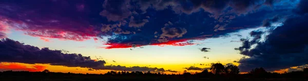 Panorama Zachodu Słońca Zachód Słońca Nad Lasem Polsce — Zdjęcie stockowe
